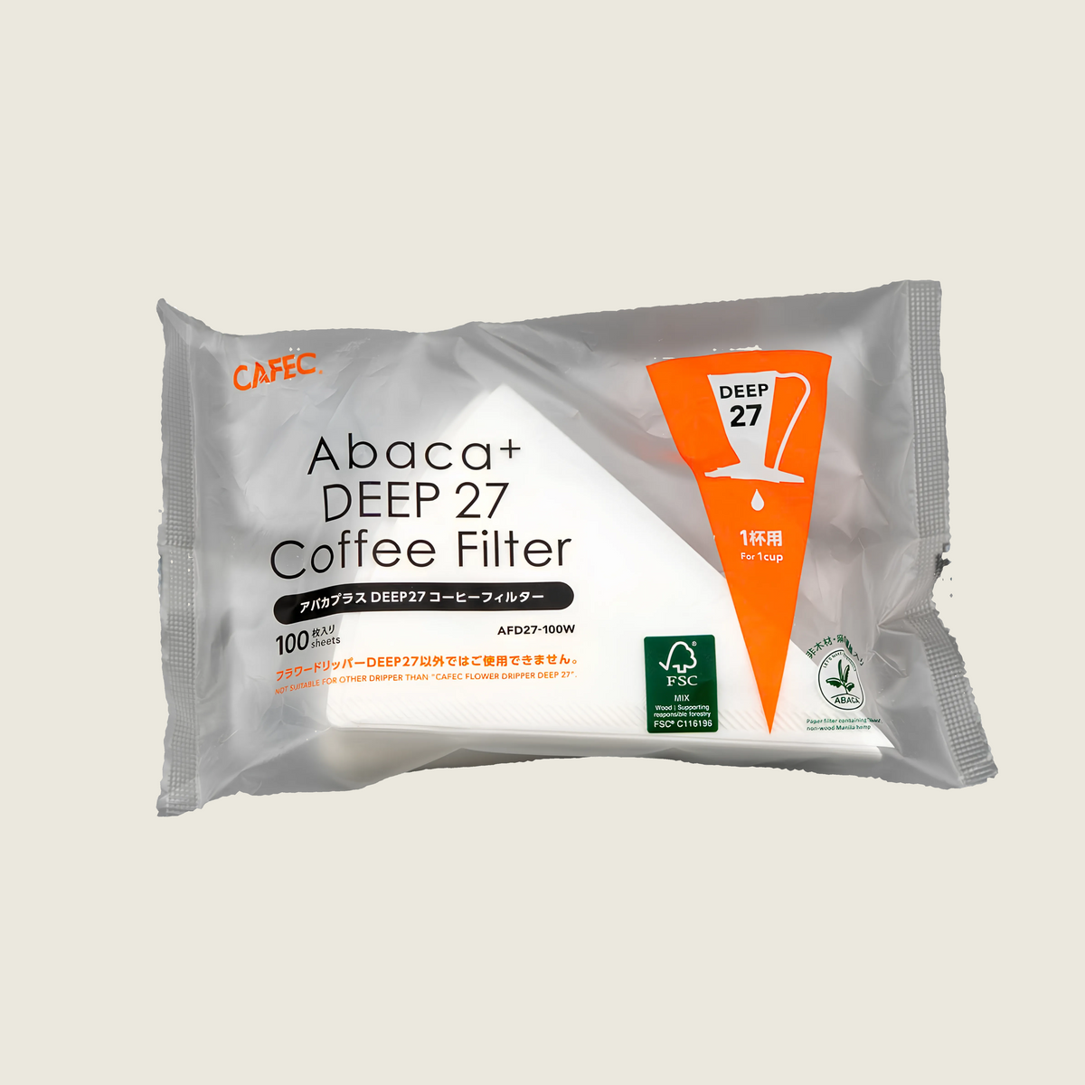Abaca+Deep27 Coffee Filter (white) 100pcs/pack